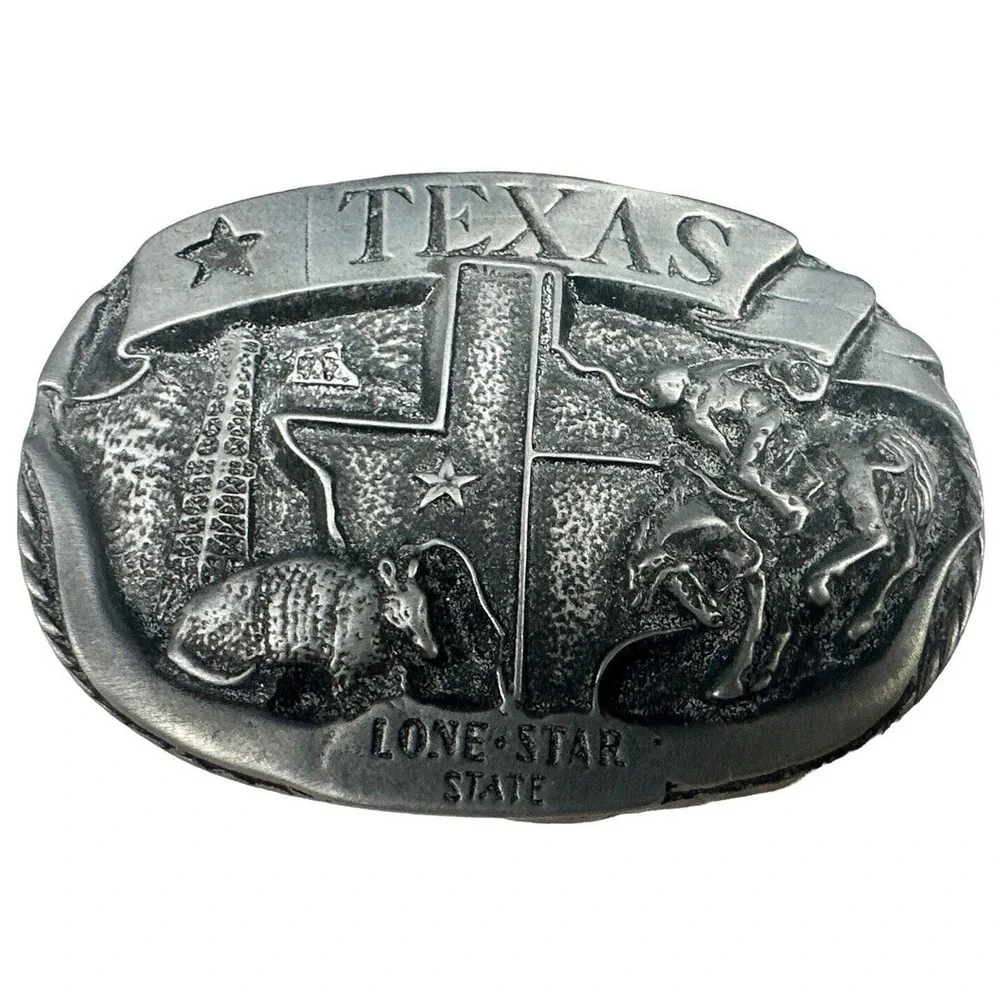 Texas Lone Star Trophy Belt Buckle Antique Nickel 3